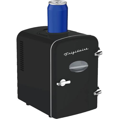 Frigidaire BLACK Retro Mini Portable Personal Fridge - Ideal for Home, Office or Dorm - Features Active Cooling Can Holder on Top - Includes Carrying Handle,(No Charger, no test)