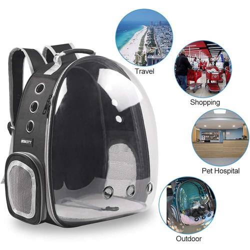 Cat Backpack Carriers, Dog Backpack, Pet Backpack for Small Cats Puppies Dogs Bunny, Airline-Approved Ventilate Transparent Bubble Backpack for Travel and Outdoor(Black)