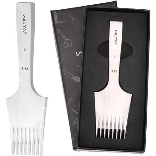 WUTA Professional Leather Chisel All-Polished High Die-Steel Chisel French Style Pricking Iron Sharp Leather Punching Tool (Obverse 3.38 mm 8 Teeth)