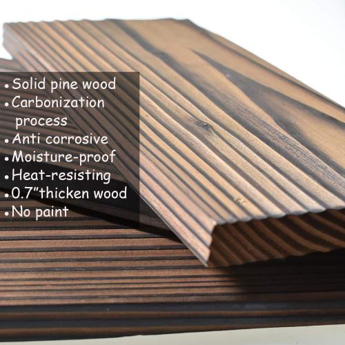 Floating Shelves Rustic Wood Wall Mounted Shelf Practical Metal Fence Design Ideal for Bedroom, Bathroom, Kitchen Set of 3(Brown)