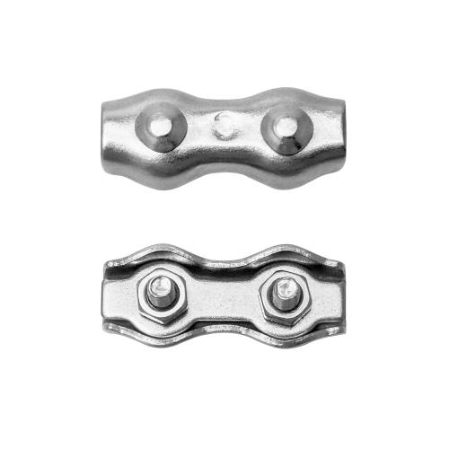 QWORK Cable Clamp, 50 Pcs M3 Stainless Steel Duplex 2 Post Wire Rope Clamps for 1/16 - 1/8 Diameter Wire Rope