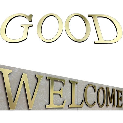 Large 3D Raised Letter Wall Stickers, 20cm 7.87inch Acrylic Alphabet Decals, Self-Adhesive Home Decor Letters for Living Room, Bedroom, Office, DIY, Light Gold (W, Light Gold)