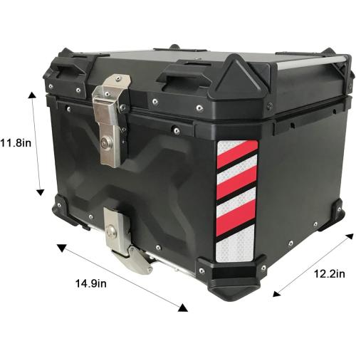 (UNLOCKED MAYBE MISSING KEYS) Motorcycle Tail Box 36L/45L Heavy-Duty Delivery Cargo Trunk with Waterproof Lid & Anti-Shock Base-Universal Rear Storage Case for Food Delivery, Courier, Riders, Black (36L)