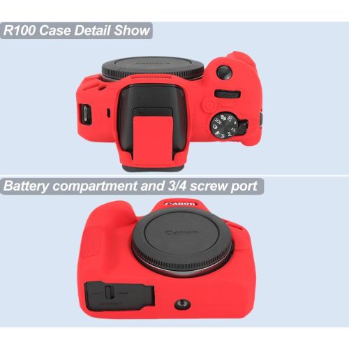 Pocoukate Case for Canon EOS R100 Camera, Soft Silicone Protective Cover Skin with EOS R100 Screen Protector Accessories for Canon EOS R100 Mirrorless Camera Silicone Case - Red