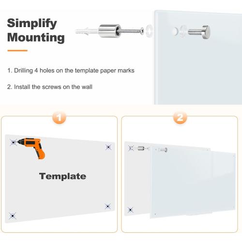 Tempered Glass Whiteboard 24 x 18 Magnetic Glass Dry Erase Board | (2’ x 1.5’) Small Wall Mounted Glass White Board with Acrylic Pen Tray for Office, Home, School