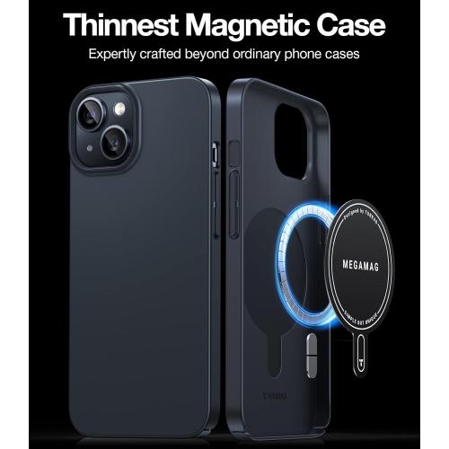 TORRAS Magnetic Slim Fit for iPhone 13 Case/iPhone 14 Case, [Ultra Thin][Compatible with MagSafe][Velvet Touch], Case for iPhone 13 & iPhone 14 Phone Case Hard PC Sturdy Anti Scratch, Black