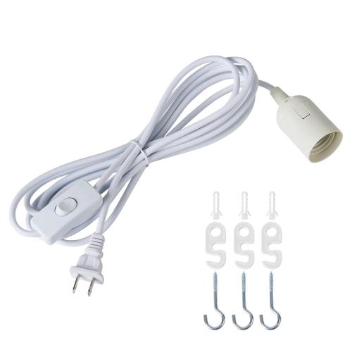Plug in Hanging Light Kit, Extension Hanging Lantern Cord Cable UL 13ft E26 E27 Socket On/Off Switch Plug in Pendant Lighting, for Kitchen Bedroom Plant Growth Light，White, 1-Pack