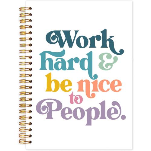 Colorful Affirmation Spiral Notebooks, Inspirational Journaling Notebook, Positive Journals for Writing, Work Hard Be Nice to People Motivational Notebook for Note Taking, 5.5x8.3 Inch