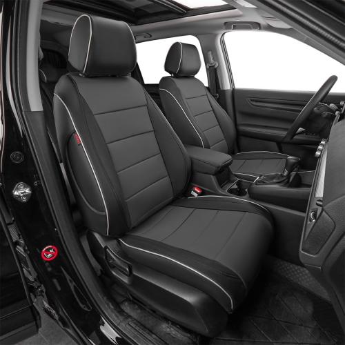 EKR CRV Seat Covers Custom Fit for Honda CRV 2023 2024 2025 2026 Leather Car Seat Cover Full Set for Trucks SUV,Waterproof Car Seat Cushion,Faux Leather (Black/Gray)