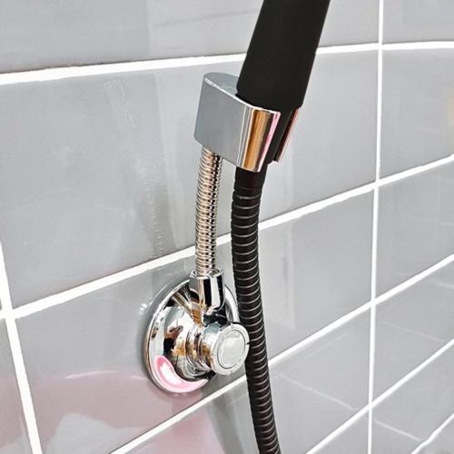 Flexible Dual Vacuum Suction Shower Head Holder, Bends Sideways and Forward, Angle Adjustable, No-Drill Installation (Silver)