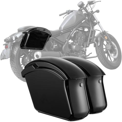 Black KEMIMOTO Upgraded Hard Saddlebags Impact-resistant with Secure Locking Waterproof Saddle Bags Compatible with Cruiser Dyna Softail Cruiser CM300 Rebel Shadow Vulcan