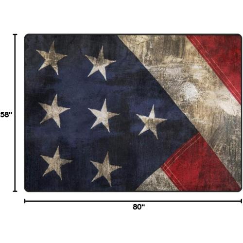 ALAZA Dirty Stylish American Flag Area Rug Rugs for Living Room Bedroom 7' x 5'