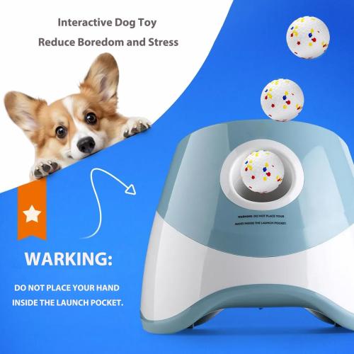 Color Blue Automatic Dog Toy Ball Launchers for Dog, Upgrade Thrower Machine Fetch Toy 10-30 Ft Outdoor Indoor, Interactive Tennis Launcher with 3 ETPU Balls for Small & Medium Puppy
