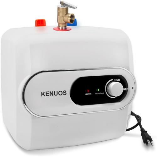 4 Gallon Water Heater Under Sink Instant Hot Water Heaters 1500W 110V 120V Mini Tank,Under Counter Water Heater with Safety Vavle 1/2 NPT for Kitchen,Bathroom,Camper,RV, White