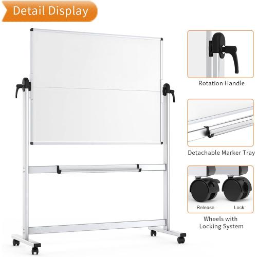VIZ-PRO Rolling Whiteboard,  Mobile White Board with Stand | Double-Sided Standing Magnetic Dry Erase Board on Wheels for School Office Home