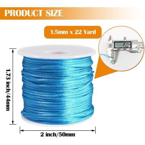 Ewparts 15 Rolls Satin Nylon String for Bracelets Making 1.5mm Satin Rattail Cord for Beading, Kumihimo,Necklace,Macrame Craft, Keychains Lanyards, Jewelry Making,Bracelet Silk String