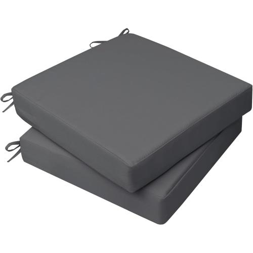 AAAAAcessories Outdoor Seat Cushions for Chairs, Waterproof, Fade-Resistant, 20 x 18 x 3, Patio Furniture Replacement Cushions, Set of 2, Dark Gray