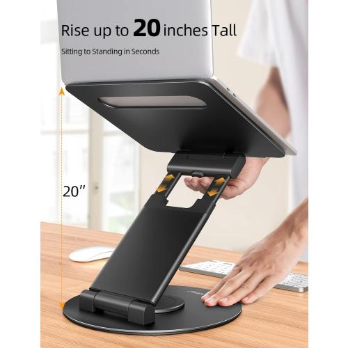 Nulaxy Telescopic 360 Rotating Laptop Stand for Desk Adjustable Height Swivel Pull Out Design Ergonomic Laptop Riser Fits All 10-17 Laptops Computer MacBook, Black