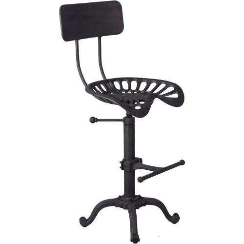 Diwhy Industrial Design Metal Adjustable Height Backrest Chair Vintage Tractor Saddle Bar Stool Rust
