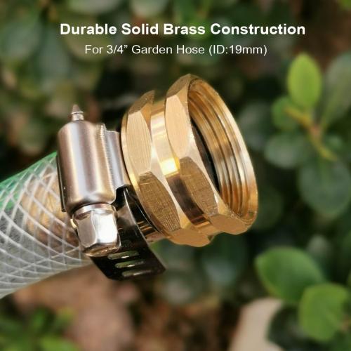 PLG Solid Brass Garden Hose Repair Kit - Heavy Duty Connector with Stainless Steel Clamps - Leak-Proof Mender for 3/4 Hose Fittings - Easy Install for Hose End Replacement & Custom Lengths, 2 Pack