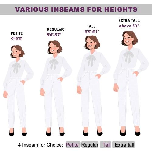 X14 Regular iChosy Women's Stretchy Straight Leg Dress Work Pants Business Office Casual Slacks with Pockets White