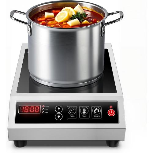 Induction Cooktop Commercial 1800W, Portable Countertop Burner with 8 Fast Heating Coil, 11 Temp/Power Levels, 24H Timer Stainless Steel Electric Stove for for RV Home Kitchen