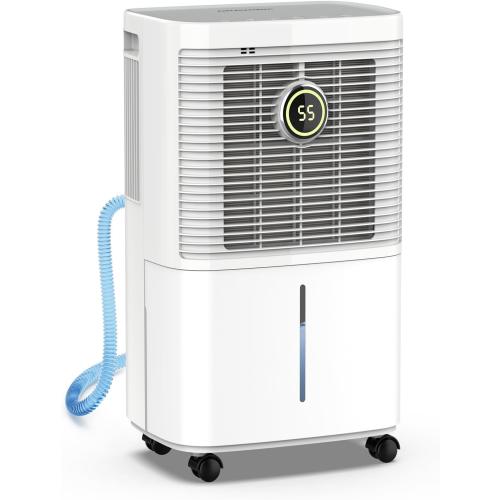 Size 34 Pint Color White  Dehumidifiers for Home, Basement, Bedroom, Bathroom, 2500 Sq.ft Dehumidifier with Drain Hose, Smart Humidity Control & Display, 3 Operation Modes, 24H Timer, Child Lock (White)