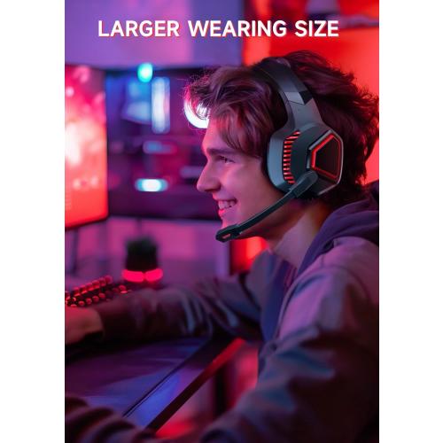 Wireless Gaming Headsets for PS5, PS4, Mac, Switch, PC, Computer - 2.4GHz & Bluetooth 5.2 Gamer Gaming Headphones Wireless, ENC Noise-Canceling Mic, 50MM Drivers, Red