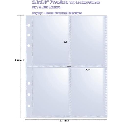 40 Pack - 320 Pockets A5 Binder Sleeves (2.6x3.6) - Double-Sided 4 Pocket Kpop Photocard Protector Pages - Ultra-Clear Trading Card Sleeves for Game Cards, Collectibles, & Trading Cards