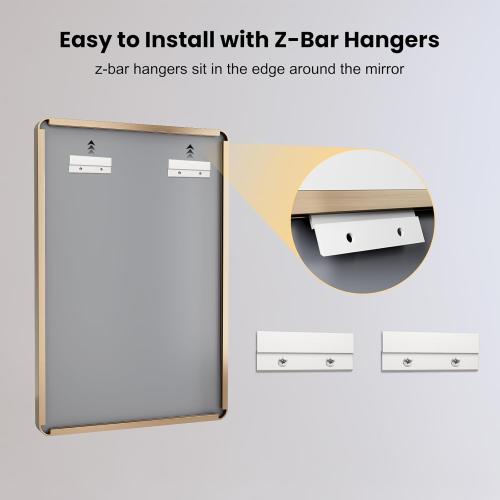 LOAAO 40”X36” Gold Bathroom Mirror, Rounded Rectangle Gold Frame Mirror, Brushed Gold Bathroom Vanity Mirror Wall-Mounted, Anti-Rust, Tempered Glass, Hangs Horizontally or Vertically