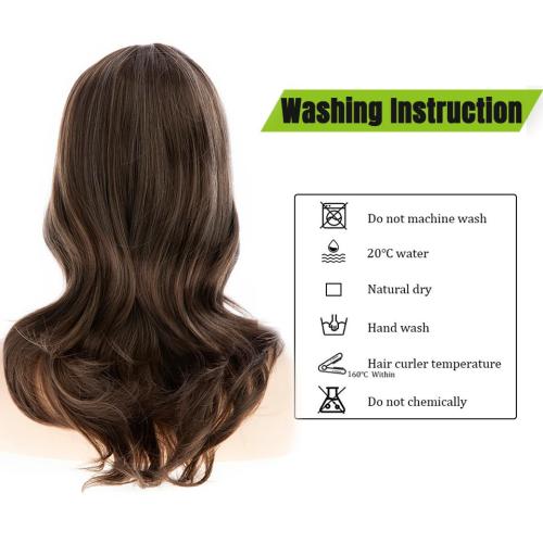 Womens Long Wavy Grey Brown Wigs for White Women Synthetic Heat Resistant Wig for Daily Party