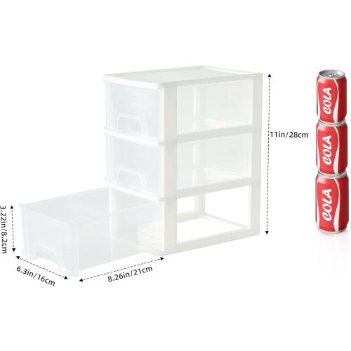 Gonice Small 3 Drawer Storage Organizer, White Plastic Drawer Storage, Small Desktop Organizer for Home, Office