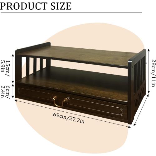 Bamboo Meditation Table with Drawer, Spiritual Altar for Buddhist Prayers, Tea Ceremony and Divination, Relaxing and Zen Personal Space (27.17inch)