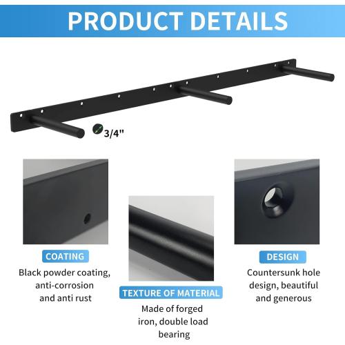 34 Inch Heavy Duty Blind Wall Mount Floating Shelf Bracket - Hidden Shelf Bracket with 150 LB Weight Capacity -3/4 Inch Solid Steel Support Rods