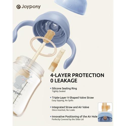 Joypony Sippy Straw Cups for Toddlers 1-3, Spill-Proof Baby Cups, 9 oz Blue