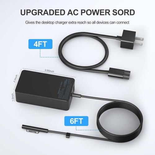 65W Surface Pro Laptop Charger-for Microsoft Surface Pro Charger Windows Surface Laptop 7,6,5,4,3,2,for Microsoft Surface Pro10,9,8,7 ,7,6,5,4,3,X,Surface Book3,2,1,Surface Go Tablet,Support 44W,10FT