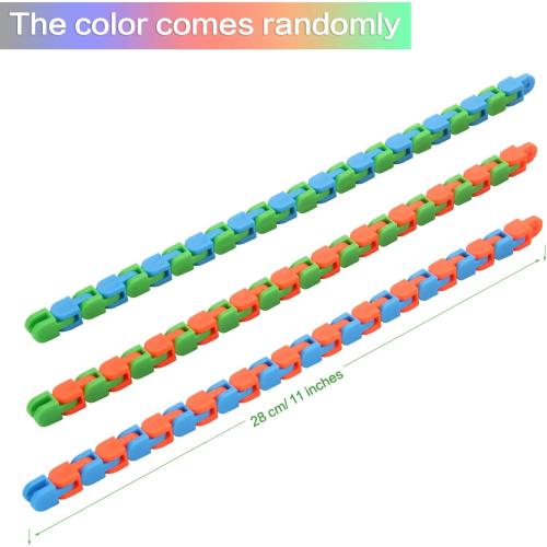 6 Pack 24 Links Wacky Tracks Snap and Click Fidget Toys, Finger Sensory Toys, Snake Puzzles for Stress Relief, Party Bag Fillers, Party Favours, Random Color
