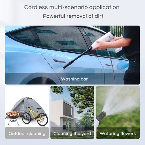 White Portable Cordless Power Washer: With 6-in-1 Nozzle, 2Pc Rechargeable 4.0Ah Battery & Portable Power Cleaner for Car Garden Pet Patio Cleaning