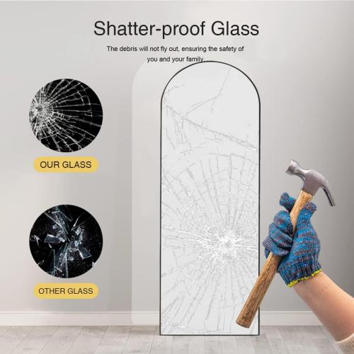 Floor Mirror, Full Length Mirror with Stand, Arched Wall Mirror, Gold Floor Mirror Freestanding, Wall Mounted Mirror for Bedroom Living Room, Gold