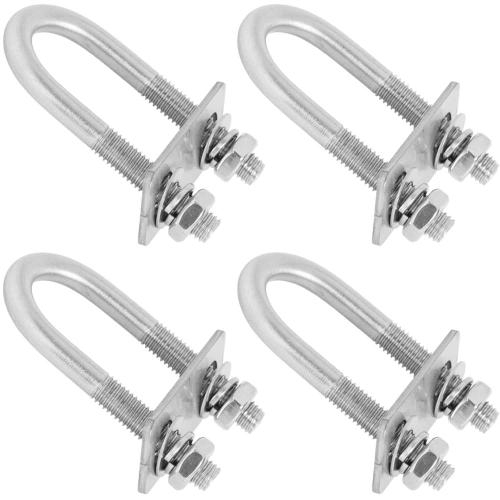 4 Sets Round U-Bolts, 1 inch Wide Stainless Steel U Clamp Bolts with Frame Plates and Nuts for Automobile, Wood, Tube, Boat Trailers (M6 x 25mm x 70mm)