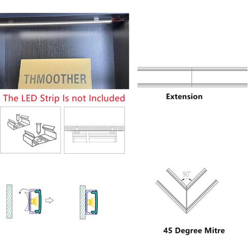 THMOOTHER LED Strip U Channel Diffuser 6-Pack 1FT,17X7.5MM Surface Mounted Aluminum Track with UV Resistance Milky Cover Cabinet Flush Installed Low Profile with Double Sided Tape