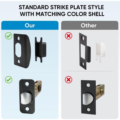 TICONN 1PK Matte Black Door Handles Interior, Reversible Square Door Levers Knob for Hallway, Bedroom, Bathroom (with Lock, 1PK Privacy)