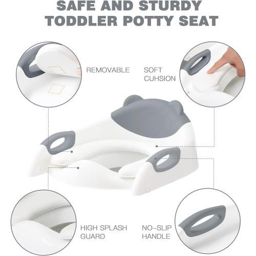 Potty Training Seat ，SKYROKU Potty Training Toilet with Step Stool Ladder, for Kids Boys Girls Toddlers - Comfortable Safe Potty Seat with Anti-Slip Pads Ladder （8838-Grey）