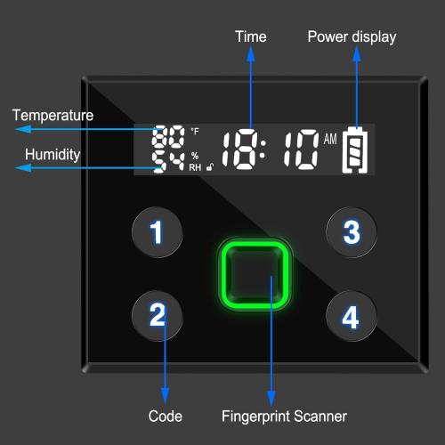 Biometric Slider Handgun Gun Safe with LCD Screen of Temp Humidity Time for Nightstand, Desk, Bed Side, Wall, Truck