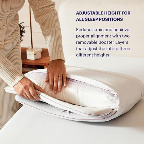 Size king Purple DreamLayer Pillow - King Size, Multi-Layered GelFlex Grid & MicroAir Foam for Support & Pressure Relief - Customizable Height with Removable Foam Booster Layers