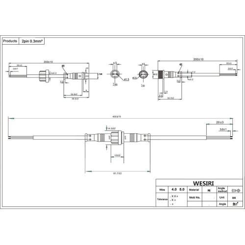 5Pairs 2pin Black Electrical Connector LED Connector for LED Lights 20cm Extension Cable 40cm/Pair 0.3mm² 15mm Nut