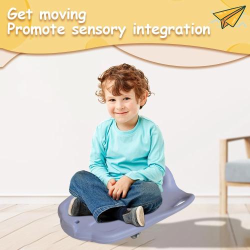 Floor Scooter Board with Elevated Handles, 5 Non-Marring Wheels Anti Roll away, 20L x 17W, Easy Connection, Kids Sports Activities