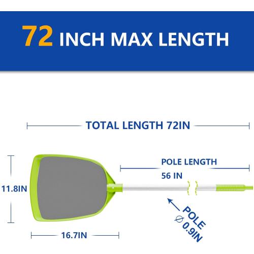 ‼️has mild scratches and possible stains ‼️Pool Skimmer Net- Total Length 72 inches Rake with Pole,Accessories for Cleaning Inground/Above Ground Swimming Pool, Pond,Spa and Hot Tub Leaf Debris
