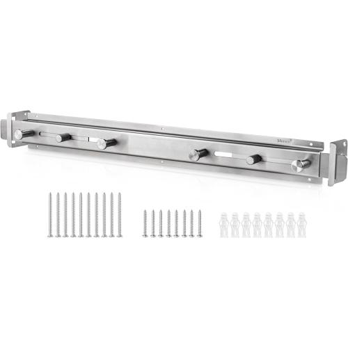 Door Barricade Bar with Door Hook Door Hanger (SUS) Patented Design for Security Reinforcement and Home Protection. Stop House Invasion and Intruder on Front Door, Bathroom and Bedroom. Childproof.