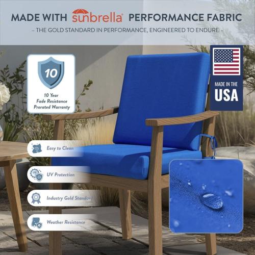 California Umbrella Foam Dining Chair Cushion, 20 x 40, Pacific Blue